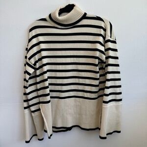 Boxy striped turtleneck sweater
